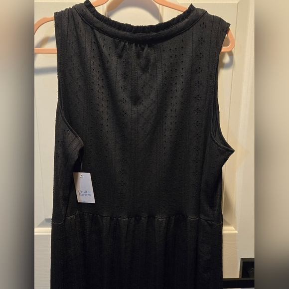 Croft & Barrow Black Sleeveless Sun Dress XL BOHO CHIC Mesh Knit Whimsy Goth - Picture 4 of 16